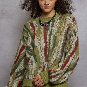 009 🎁🛍️ POL The Skylace Lime Multi Abstract Sweater